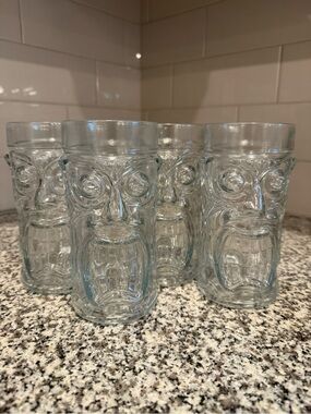 4x Clear Glass Tiki Glasses